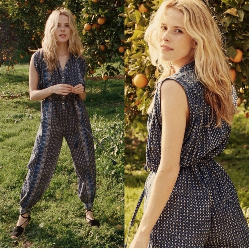 Doen Blue and White Jumpsuit